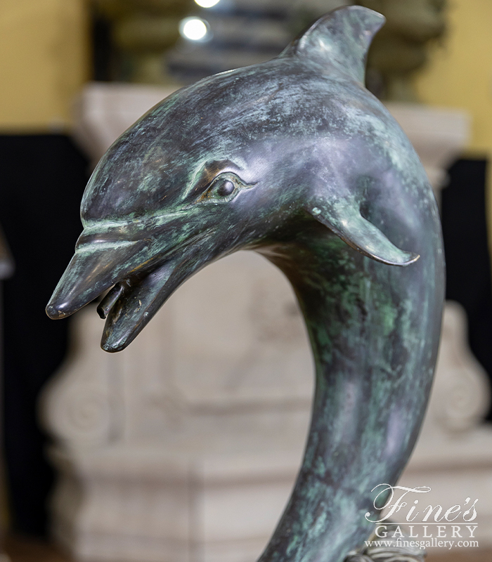 Bronze Fountains  - Happy Dolphin In Bronze Fountain - BF-539